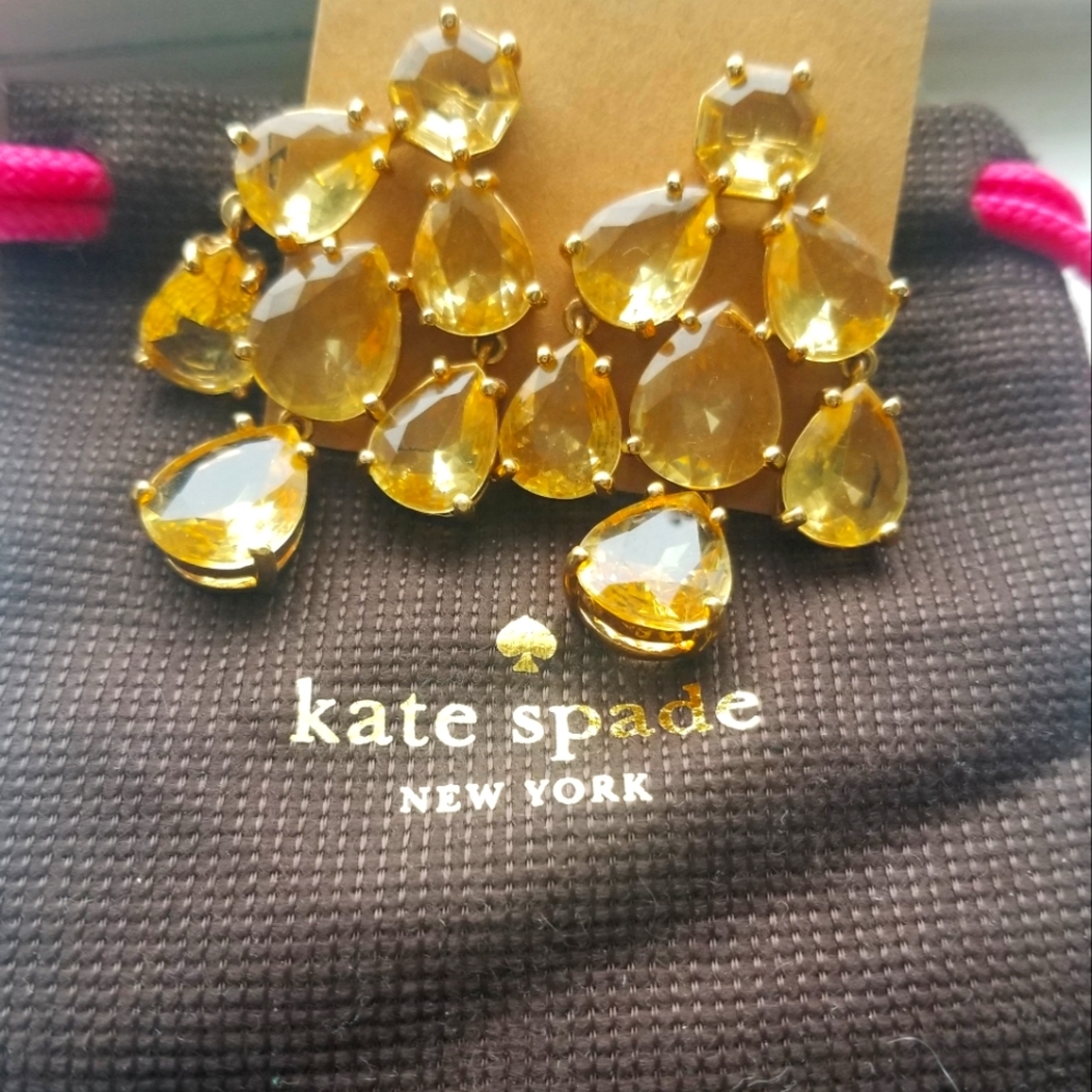 Kate Spade Amber and Gold Chandelier Earrings